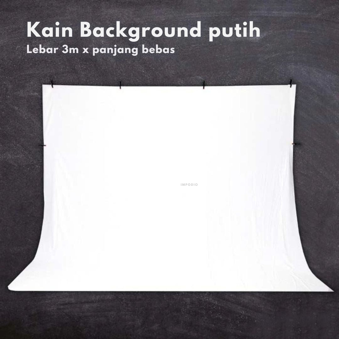 IMPODIO Kain putih lebar 3m panjang bebas -  Backdrop alas kain background studio