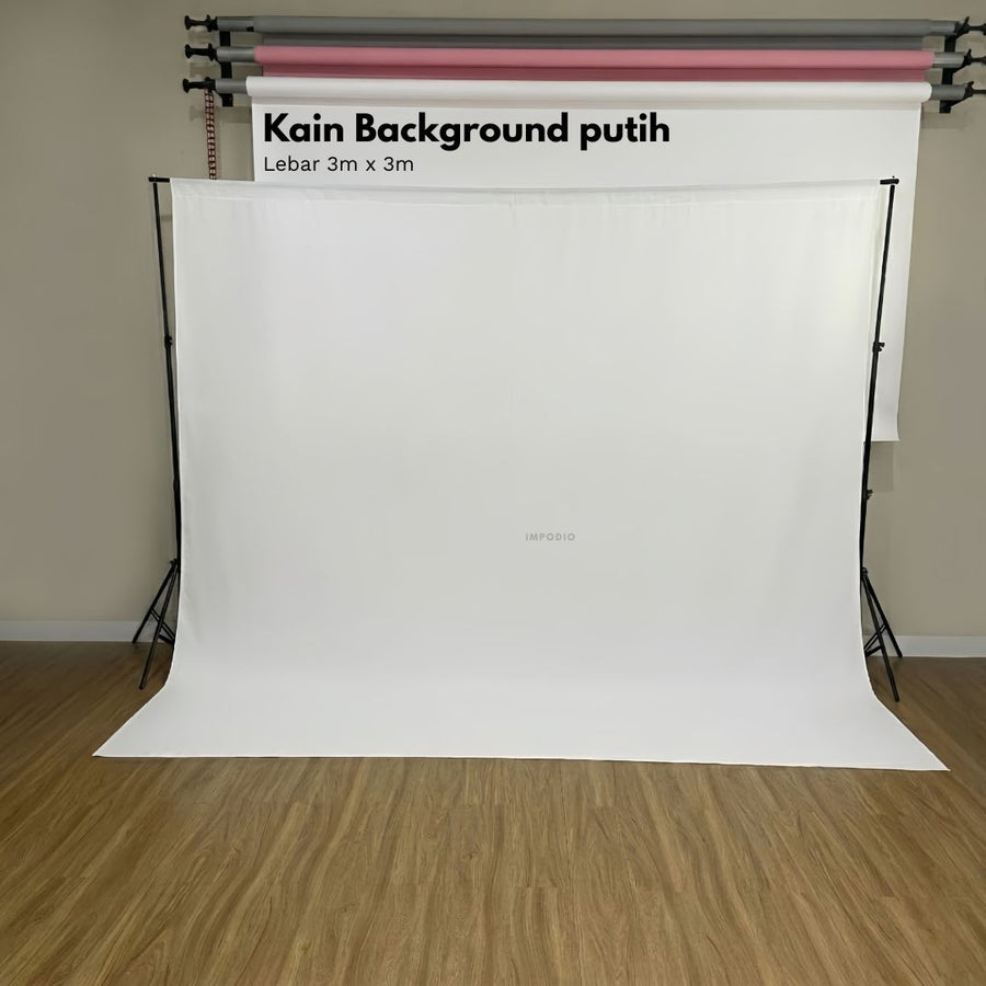 IMPODIO Kain putih lebar 3m panjang bebas -  Backdrop alas kain background studio