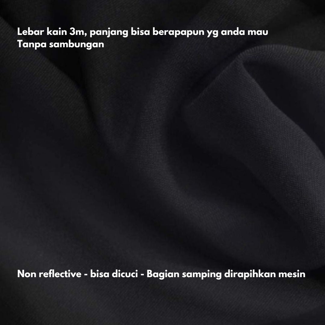 IMPODIO Background Kain Hitam Lebar 3M Backdrop Fotografi - Latar Profesional Foto Video Hasil Clean