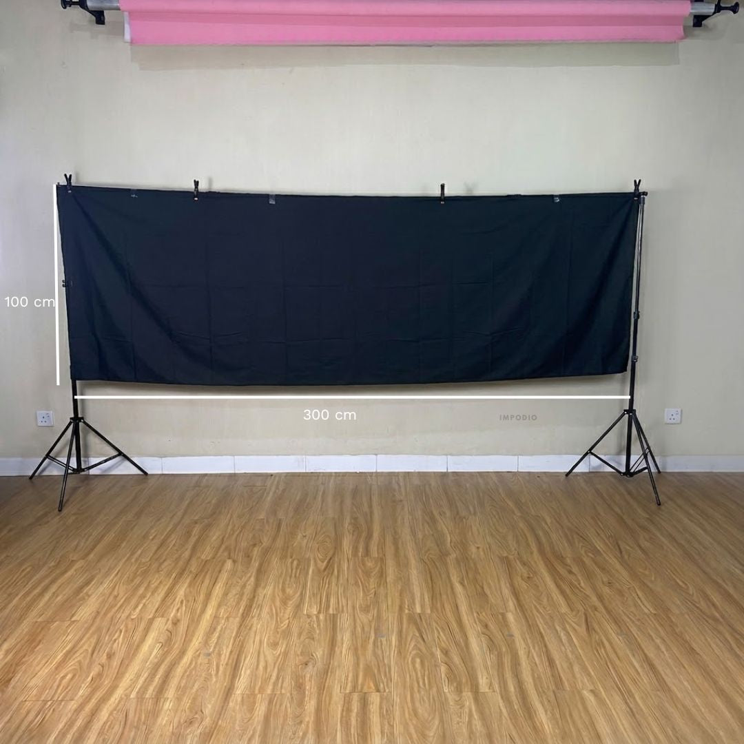 IMPODIO Background Kain Hitam Lebar 3M Backdrop Fotografi - Latar Profesional Foto Video Hasil Clean