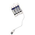 IMPODIO Charger Baterai USB 4 Slot untuk AA AAA Fast Charging - Pengisi daya aman dengan LED indikator