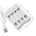 IMPODIO Charger Baterai USB 4 Slot untuk AA AAA Fast Charging - Pengisi daya aman dengan LED indikator