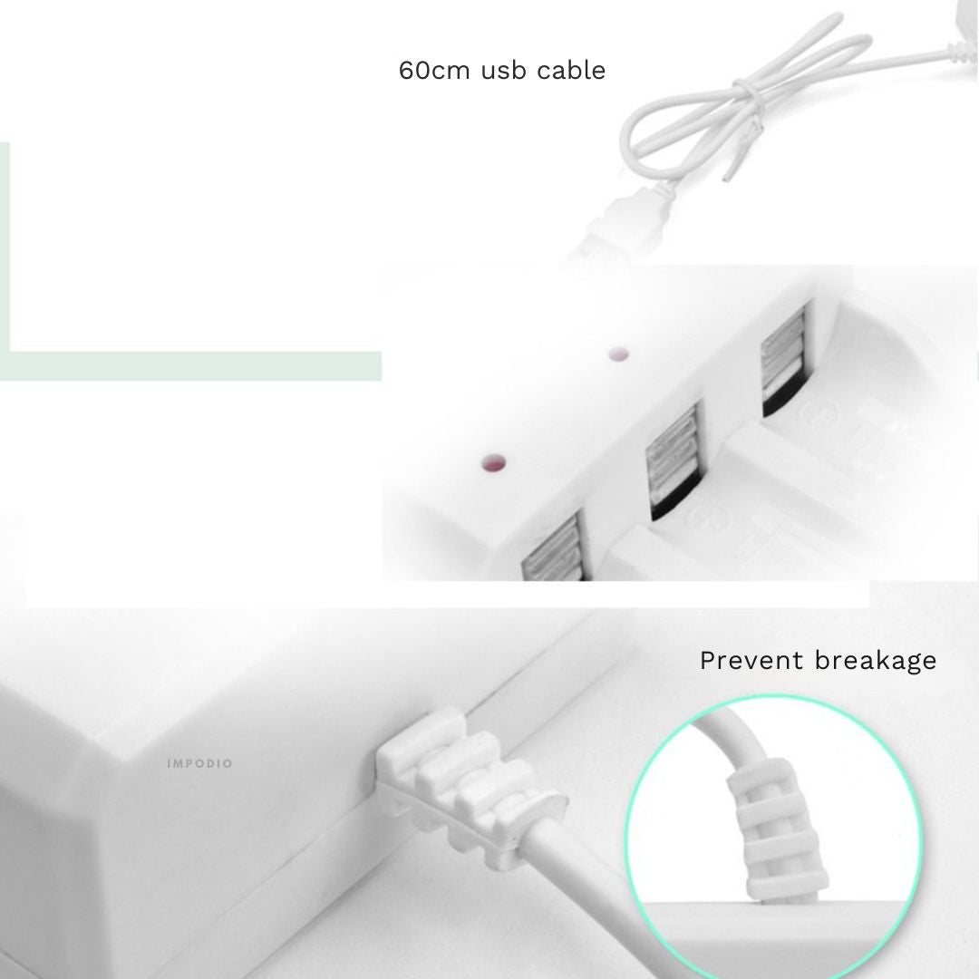 IMPODIO Charger Baterai USB 4 Slot untuk AA AAA Fast Charging - Pengisi daya aman dengan LED indikator
