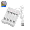 IMPODIO Charger Baterai USB 4 Slot untuk AA AAA Fast Charging - Pengisi daya aman dengan LED indikator