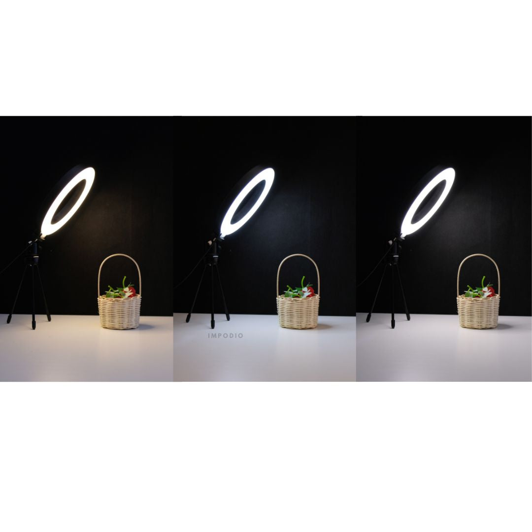 IMPODIO Ring Light 20cm  - Lampu Selfie Vlogger Konten Live Stream Profesional 3 Mode Warna