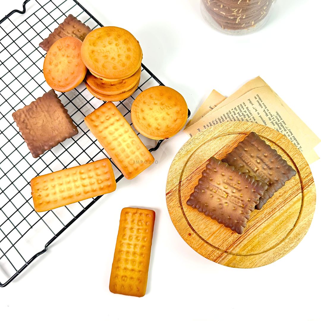 IMPODIO Cookies Artificial Biskuit Palsu | Properti foto makanan realistis awet | Food styling pemotretan produk kafe