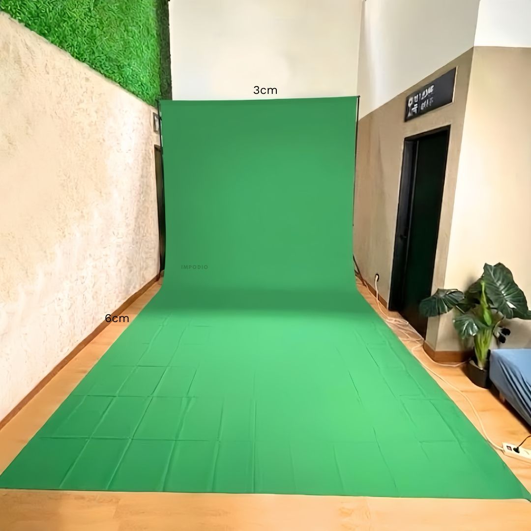 IMPODIO Paket Greenscreen Premium 3M - Stand Background untuk Studio Virtual Konten Video YouTube Streaming Chroma Key Alas Foto Profesional