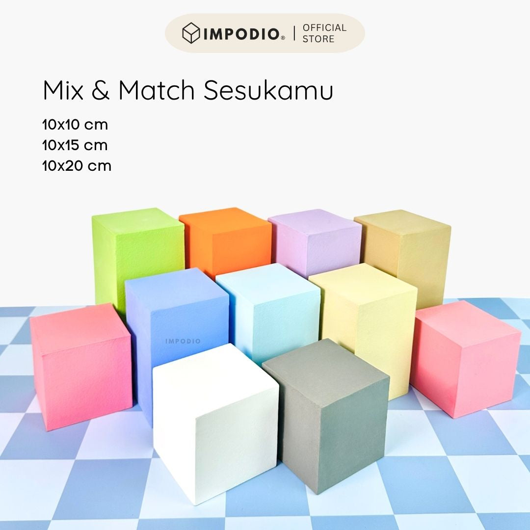 IMPODIO Podium Mini Kotak Kayu MDF - Props Foto Produk Estetik Berbagai Ukuran & Warna - Alas Display Fotografi Makanan Kosmetik UMKM