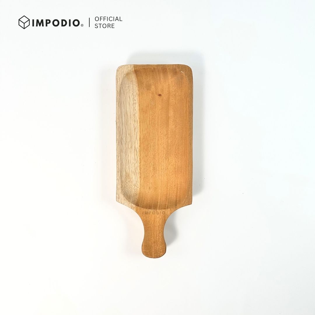 IMPODIO Piring Saji unik Kayu asli tebal ukuran 30cm x 12cm - Properti Foto Makanan Aesthetic