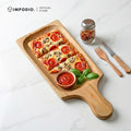IMPODIO Piring Saji unik Kayu asli tebal ukuran 30cm x 12cm - Properti Foto Makanan Aesthetic