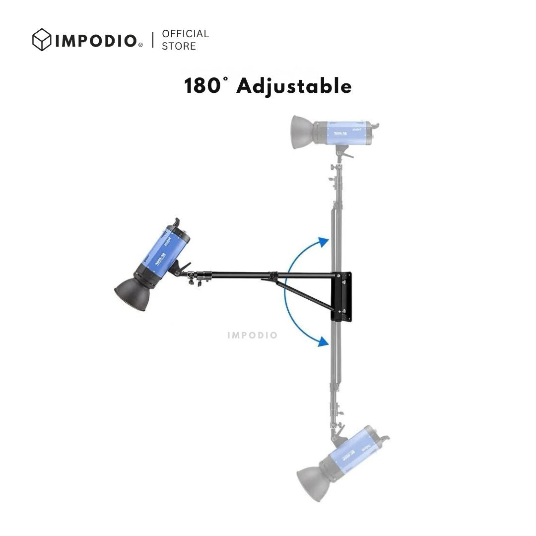 IMPODIO Wall Bracket Lighting Studio 1.8M – Wall Boom Arm Stand Lampu Foto Video Studio