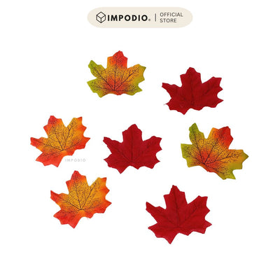 IMPODIO Daun Maple Palsu 12pcs - Properti Foto Estetik Tema Autumn Dekorasi Background Flatlay Produk