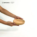 IMPODIO Piring Cobek Kayu 15cm dan Ulekan Sambal - Set Wadah Saji Tradisional Estetik