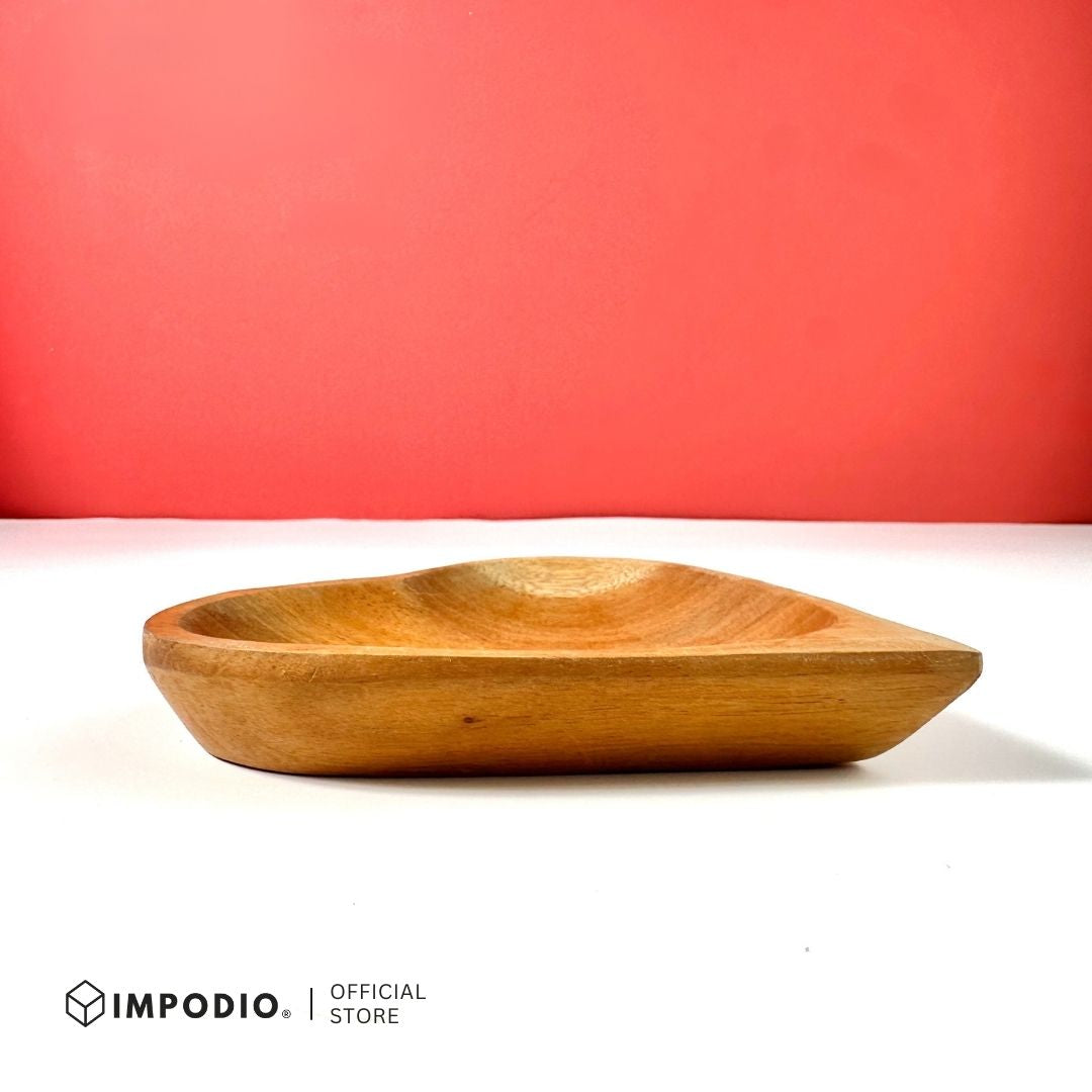 IMPODIO Piring kayu bentuk Love – mangkok kayu saos hati