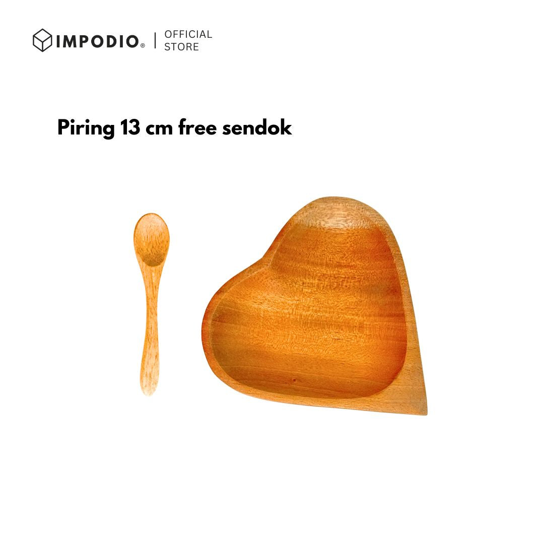 IMPODIO Piring kayu bentuk Love – mangkok kayu saos hati