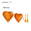 IMPODIO Piring kayu bentuk Love – mangkok kayu saos hati