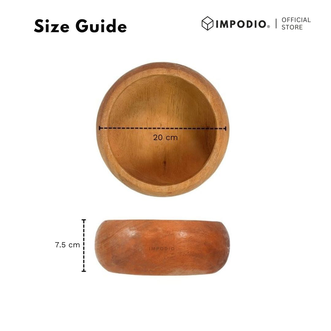 IMPODIO Mangkok Kayu Mahoni Bentuk Donat 20 cm - Wooden Bowl Aesthetic - Properti Foto Food Styling