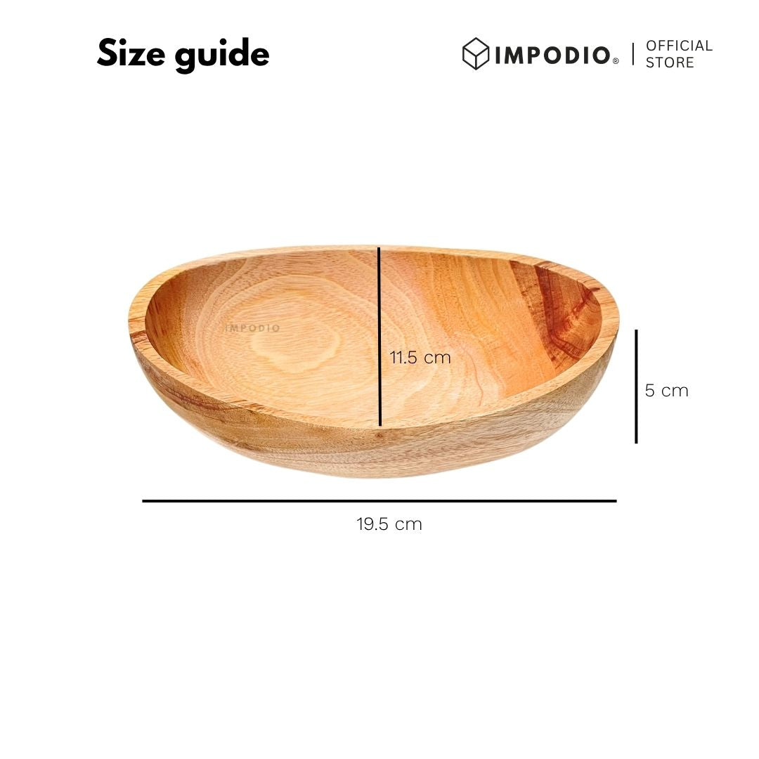 IMPODIO Piring Mangkok Bahan Kayu Mahoni Oval - Properti Foto Estetik Foodgrade