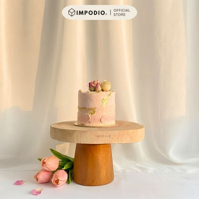 IMPODIO Wooden Stand Cake - Props Foto Tatakan Kayu Aesthetic - Display Kue Cupcake Makanan Perhiasan