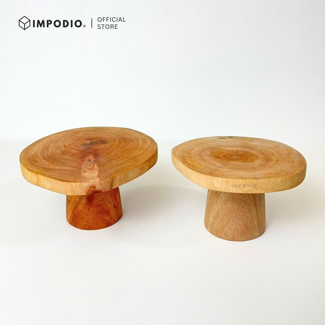 IMPODIO Wooden Stand Cake - Props Foto Tatakan Kayu Aesthetic - Display Kue Cupcake Makanan Perhiasan