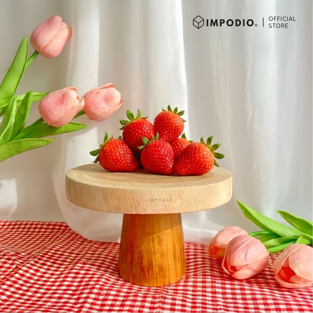 IMPODIO Wooden Stand Cake - Props Foto Tatakan Kayu Aesthetic - Display Kue Cupcake Makanan Perhiasan