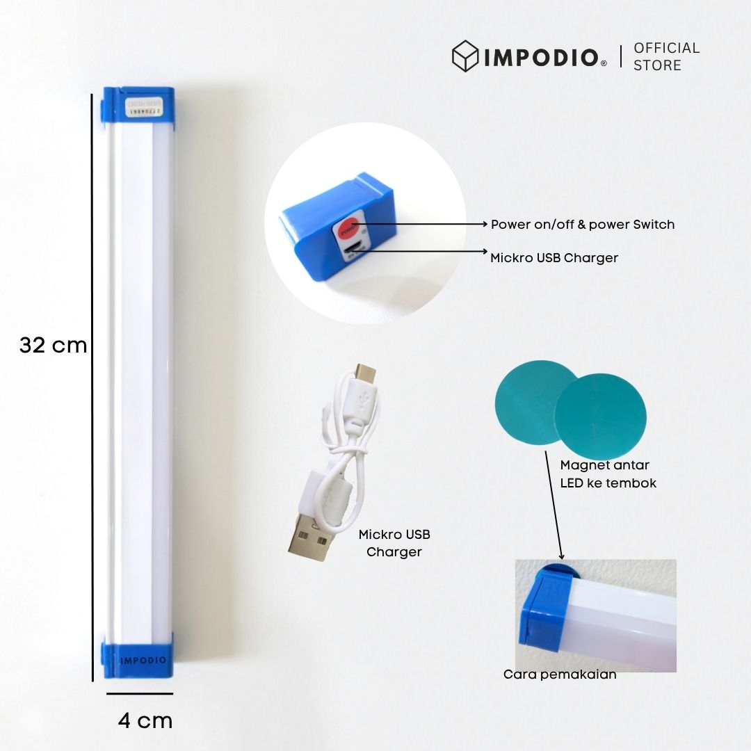 IMPODIO Lampu Kamera Fotografi LED Video Fill Light 32 cm