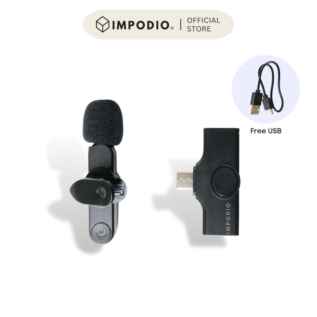 IMPODIO Lavaliers Mic Wireless clip on smartphone TYPE C