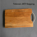 IMPODIO Talenan Kayu Jati asli Gagang alumunium ukuran 30cm x 20cm