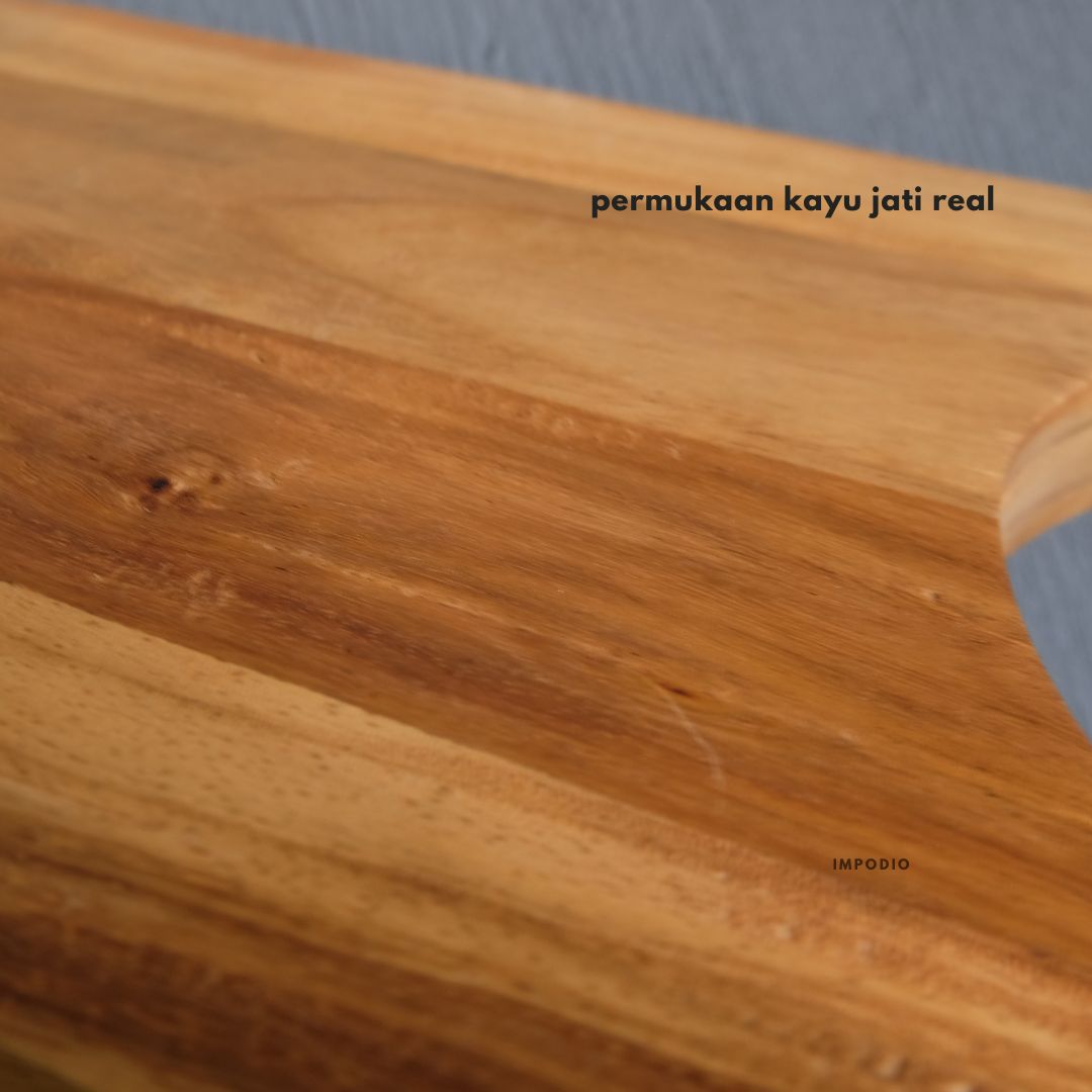 IMPODIO Talenan Kayu Jati asli Gagang alumunium ukuran 30cm x 20cm