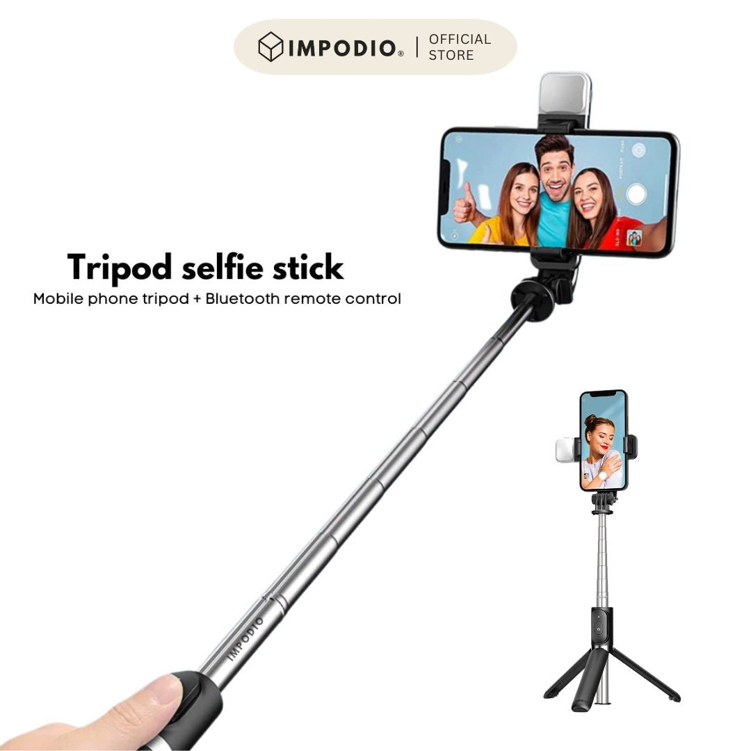 IMPODIO Tripod Selfie – Stick with LED Fill Lights