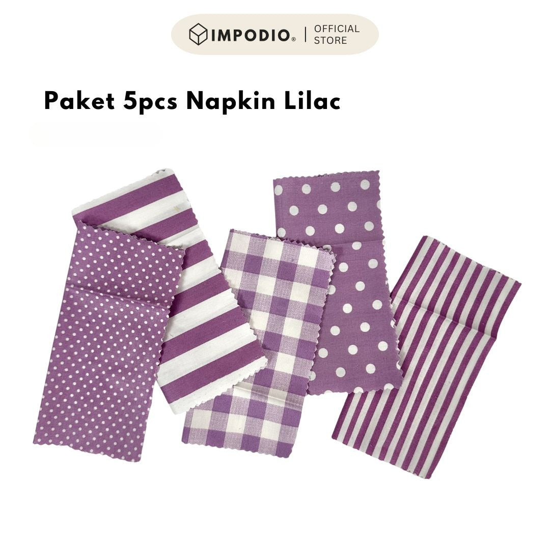 IMPODIO PAKET 5pcs] napkin lilac baby purple kain piknik