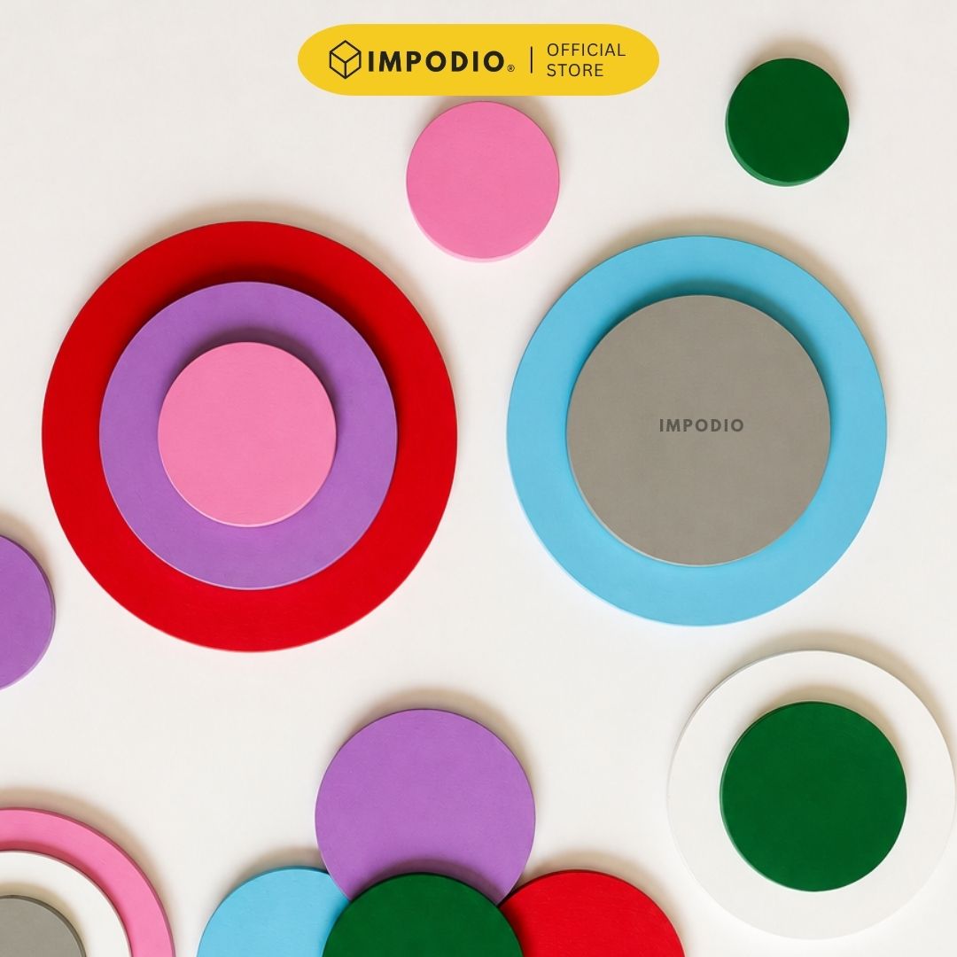 IMPODIO Kayu bentuk bulat beragam ukuran – Colorfull geometri