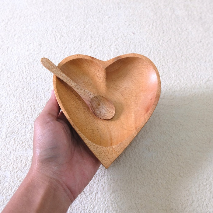 IMPODIO Piring kayu bentuk Love / mangkok kayu saos hati / properti foto makanan