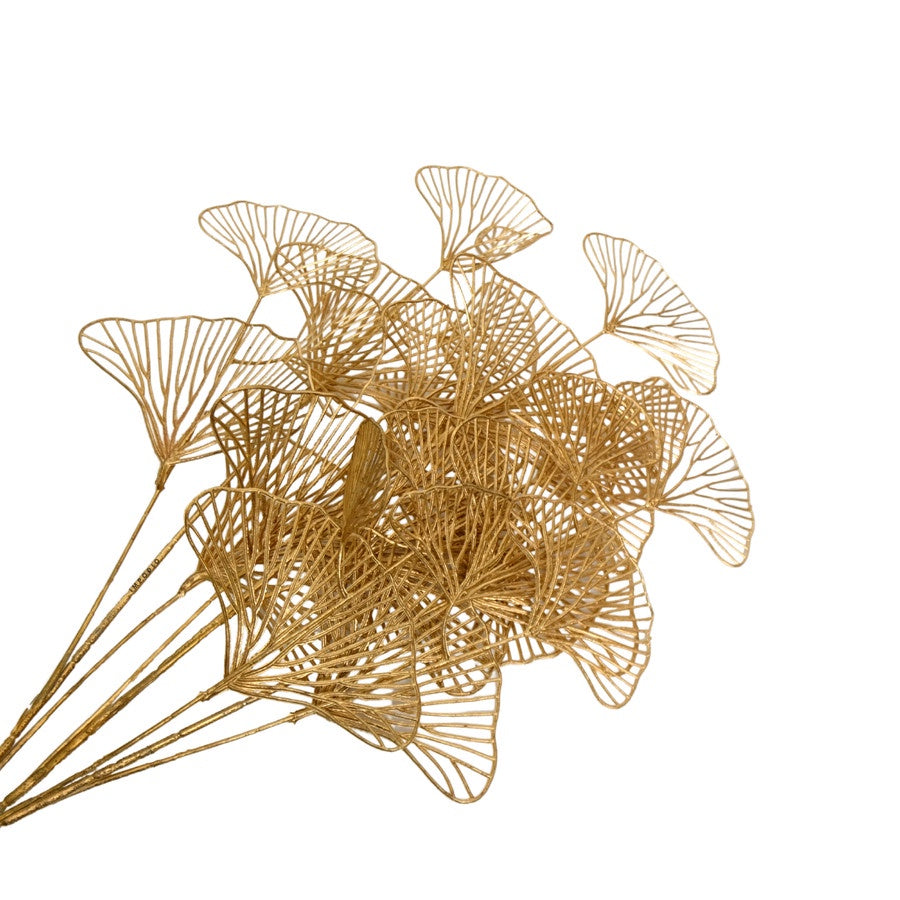 IMPODIO Daun Bunga Ginkgo Emas - Artificial Golden Flower props foto