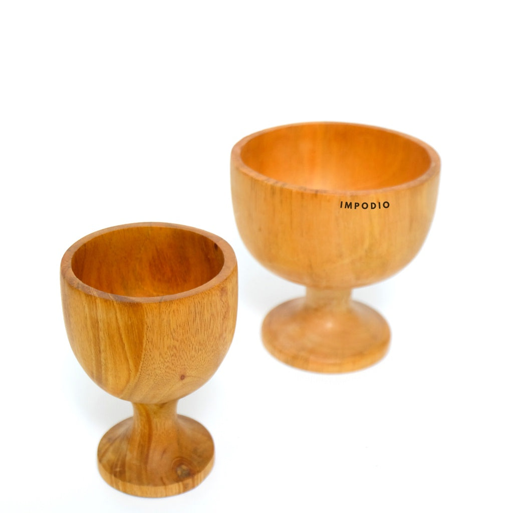 IMPODIO Gelas kayu bentuk gelas wine diameter 8 dan 12cm
