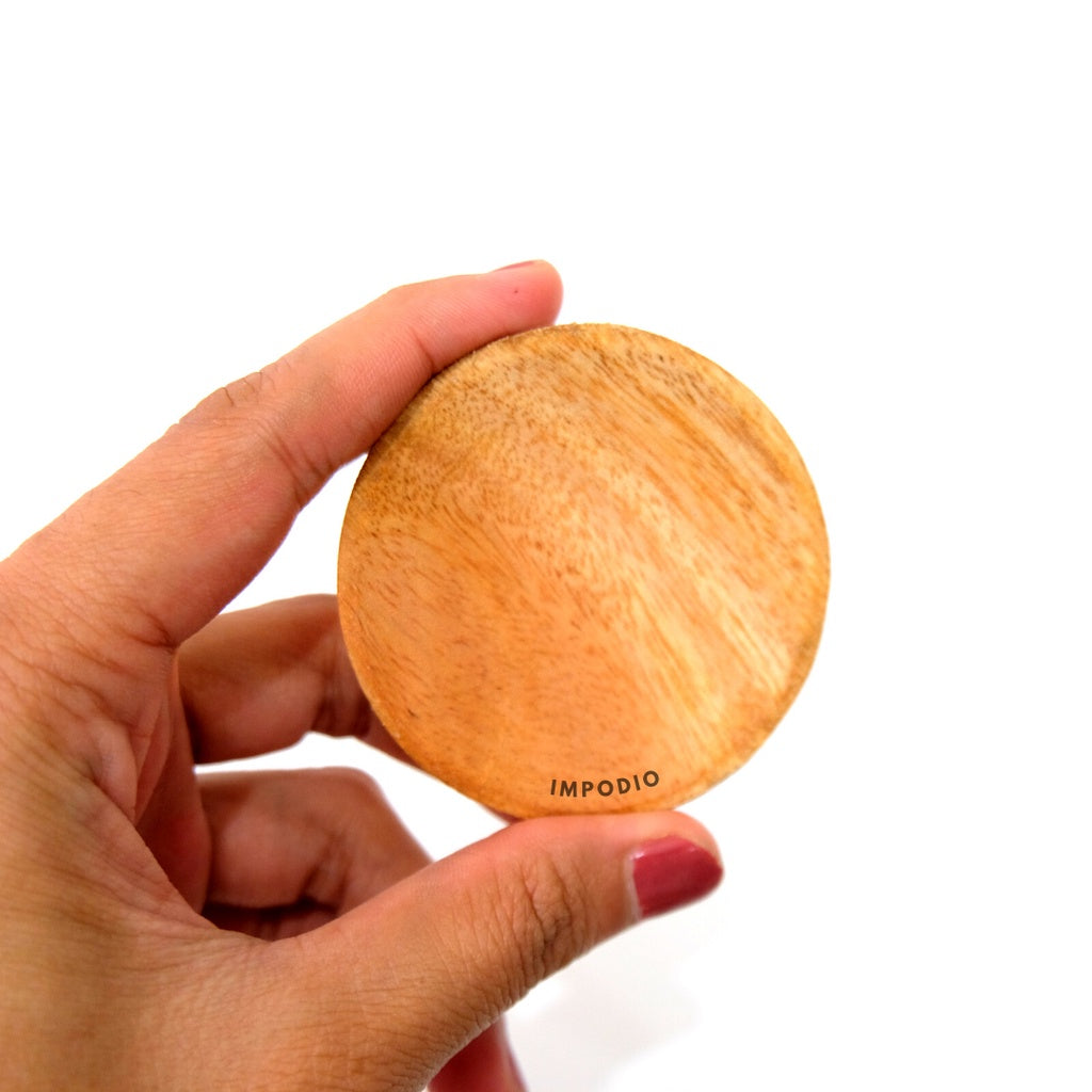 IMPODIO Piring kayu mini 6cm / cobek mangkok saos sambal mini