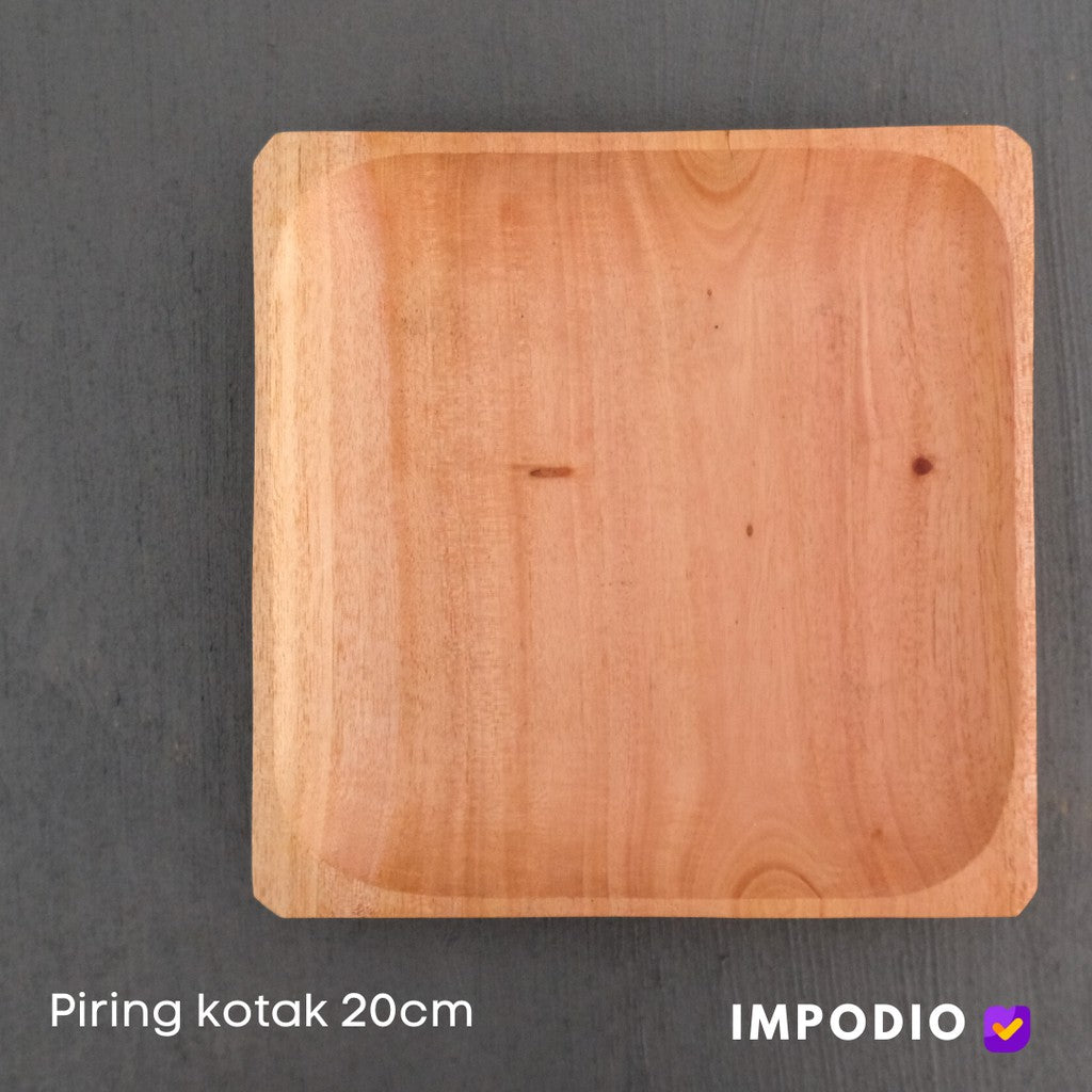IMPODIO Piring kayu kotak ukuran 20x20cm - satuan