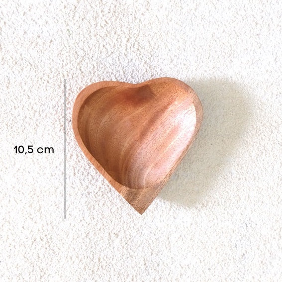 IMPODIO Piring kayu bentuk Love / mangkok kayu saos hati / properti foto makanan