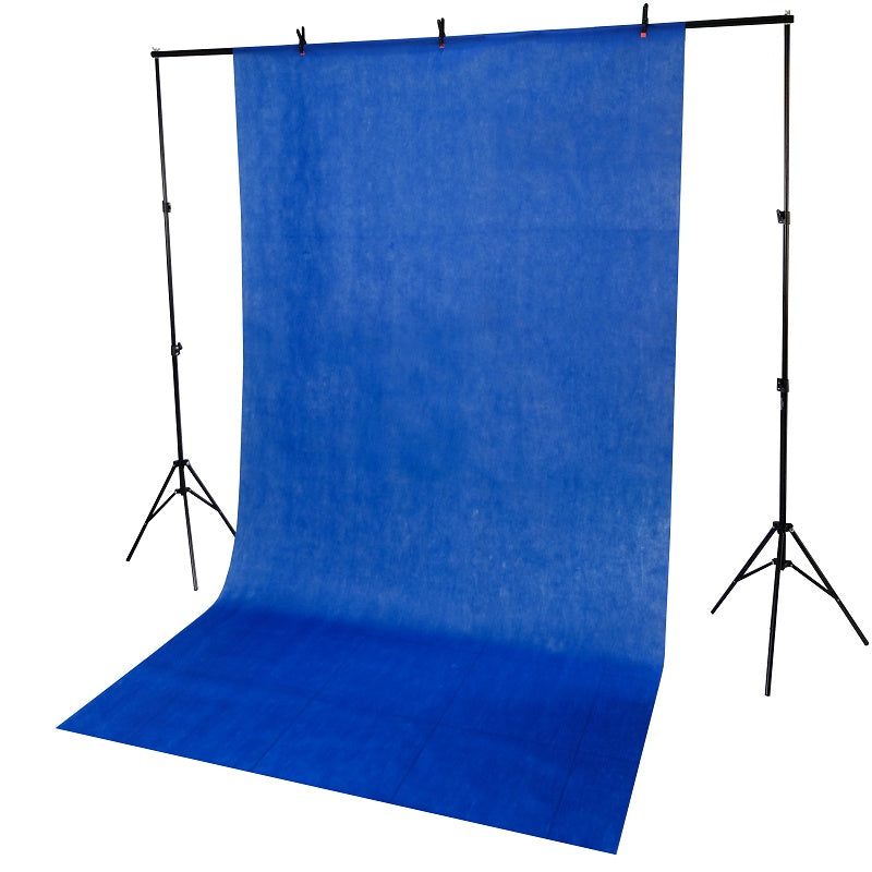 IMPODIO Paket Stand backdrop 3x2m + Spunbond warna biru Bluescreen FREE jepit