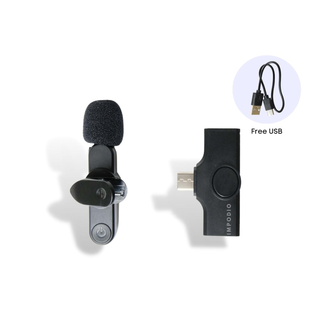 Lavaliers Microphone Wireless clip on smartphone utk iPhone dan Type C