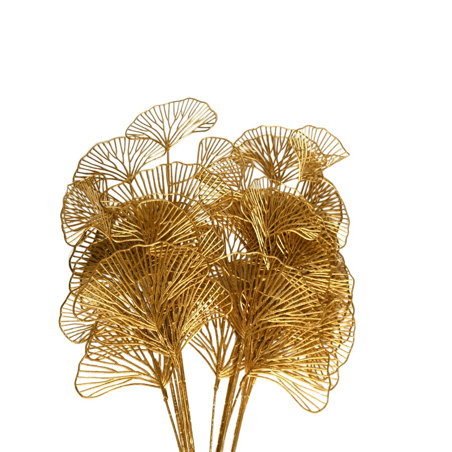 IMPODIO Daun Bunga Ginkgo Emas - Artificial Golden Flower props foto