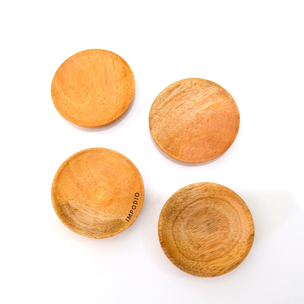IMPODIO Piring kayu mini 6cm / cobek mangkok saos sambal mini