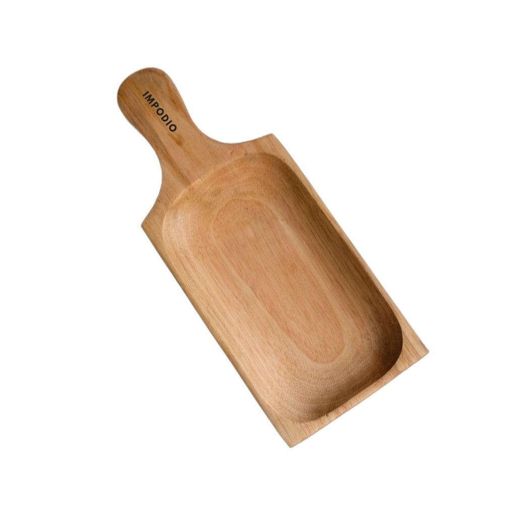 IMPODIO Piring Saji unik Kayu asli tebal ukuran 30cm x 12cm