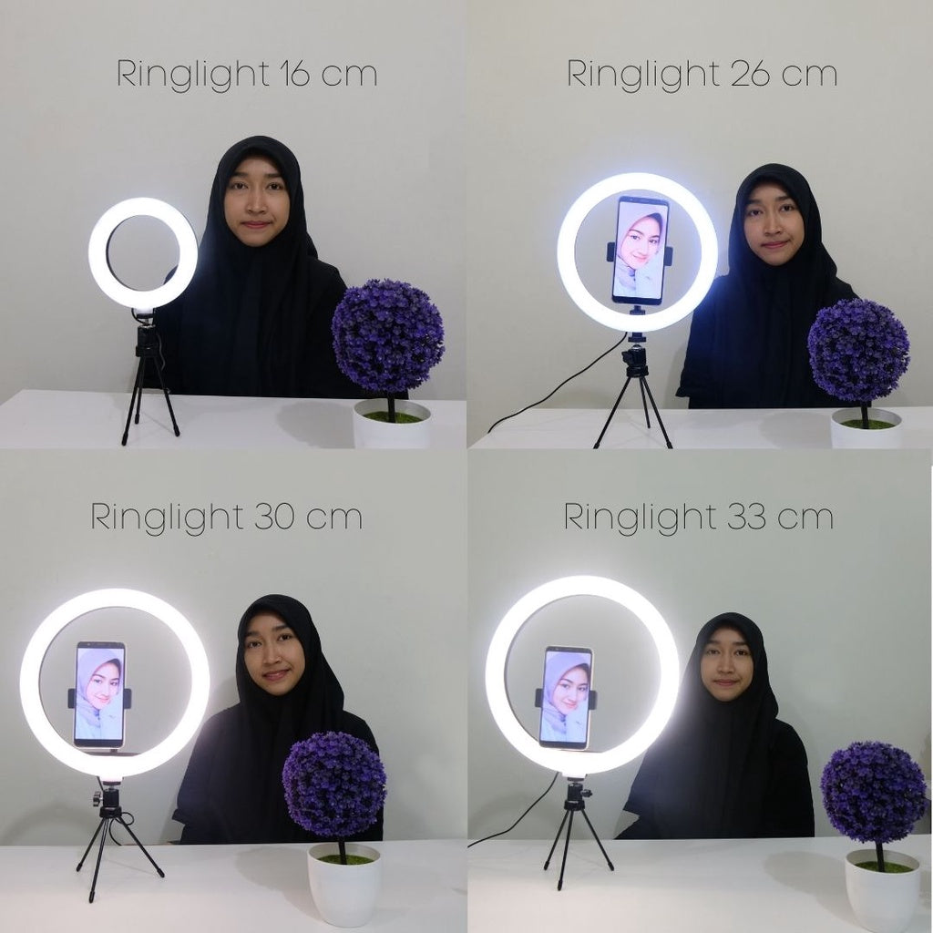 IMPODIO Ringlight diameter 30 cm 3 warna dimmable - close up