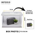 IMPODIO Box studio foto ukuran 75x50cm Free Background putih dan hitam - tampak samping
