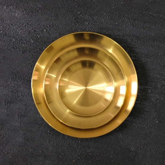 IMPODIO piring makan dekorasi Gold - Stainless Steel European 3 variasi ukuran