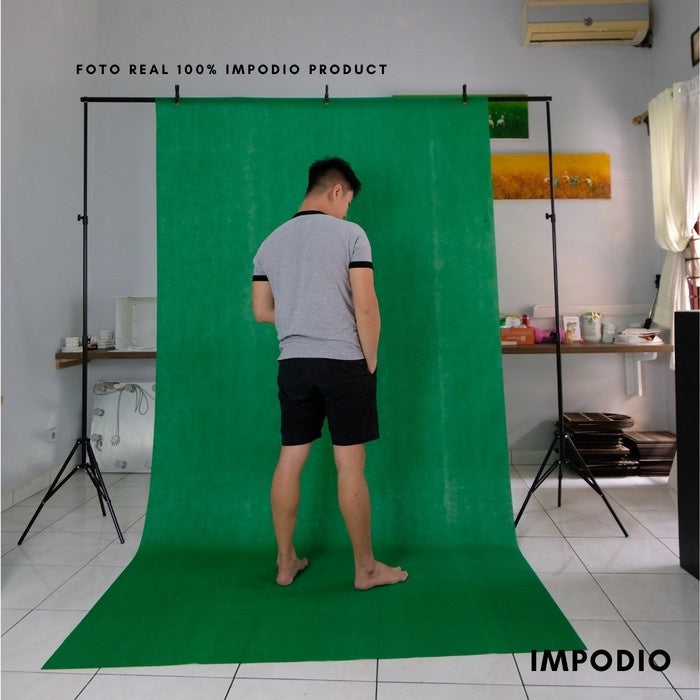 Impodio Paket Greenscreen spunbon Hijau tua + Stand backdrop youtuber LENGKAP