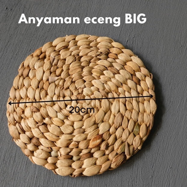 IMPODIO Anyaman eceng gondok besar Diameter 20cm placemat / pelindung panas
