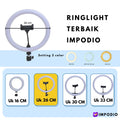 IMPODIO Ringlight diameter 26 CM 3 warna dimmable - tampak samping