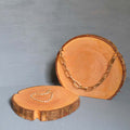 IMPODIO Potongan kayu untuk pajangan hiasan – Wood slice jewellery - close up